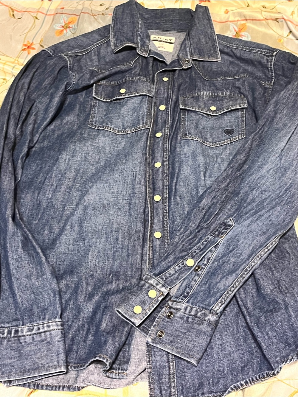 Ariat Men's Washed Denim Blue Western Snap-Front Shirt